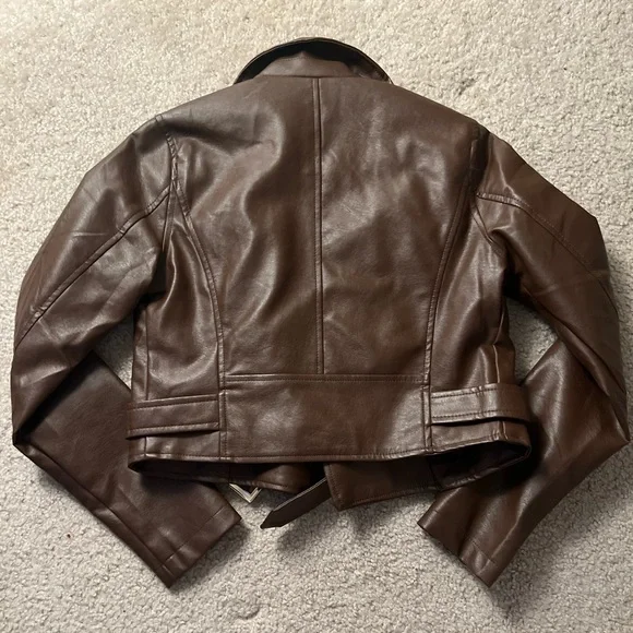 Fashion Nova Brown Faux Leather Jacket - Picture 6 of 6